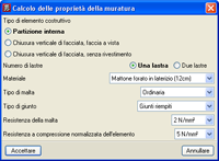 CYPECAD. Calcolo delle proprietà degli elementi costruttivi in muratura