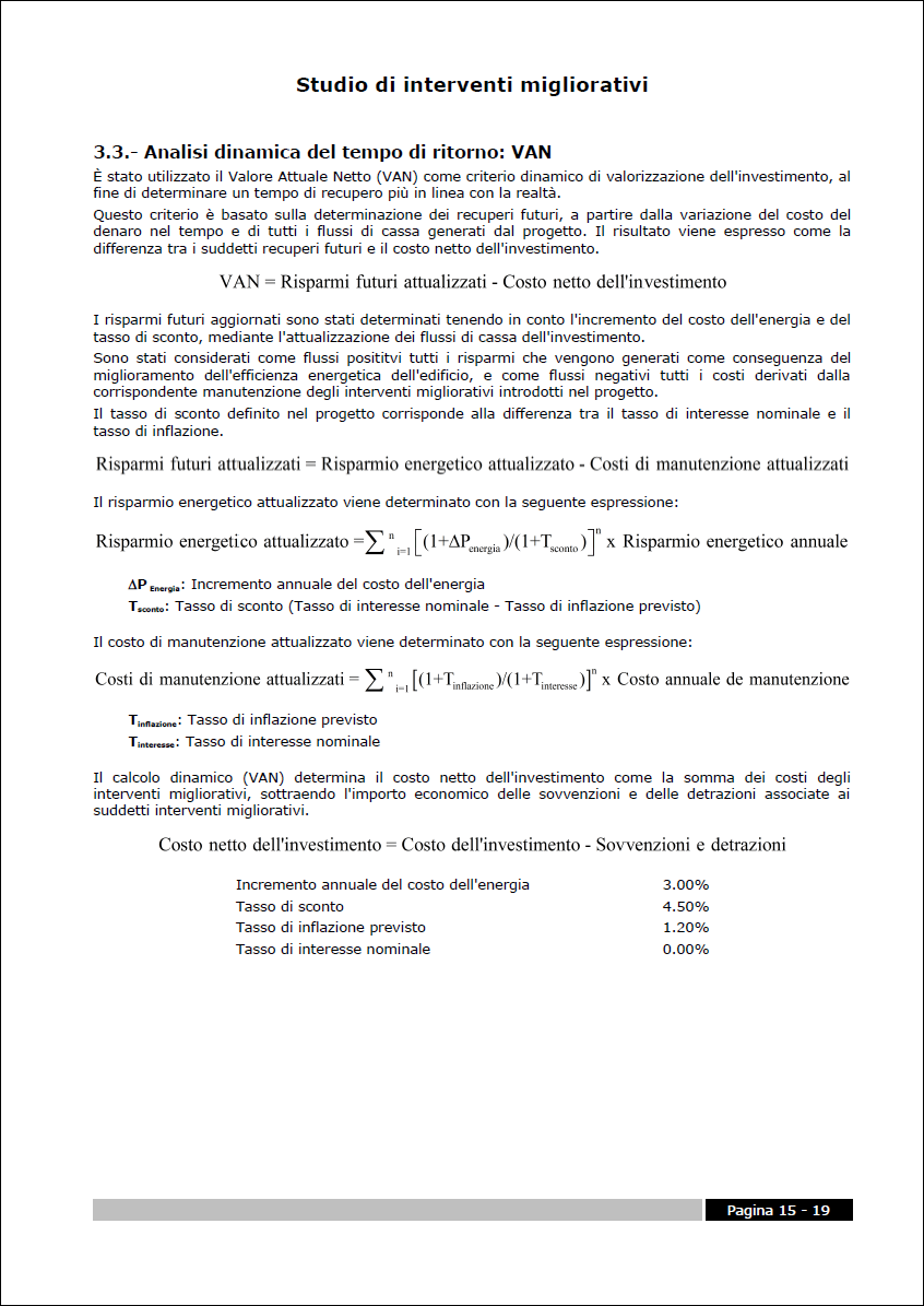 CYPETHERM Improvements. Metodo VAN