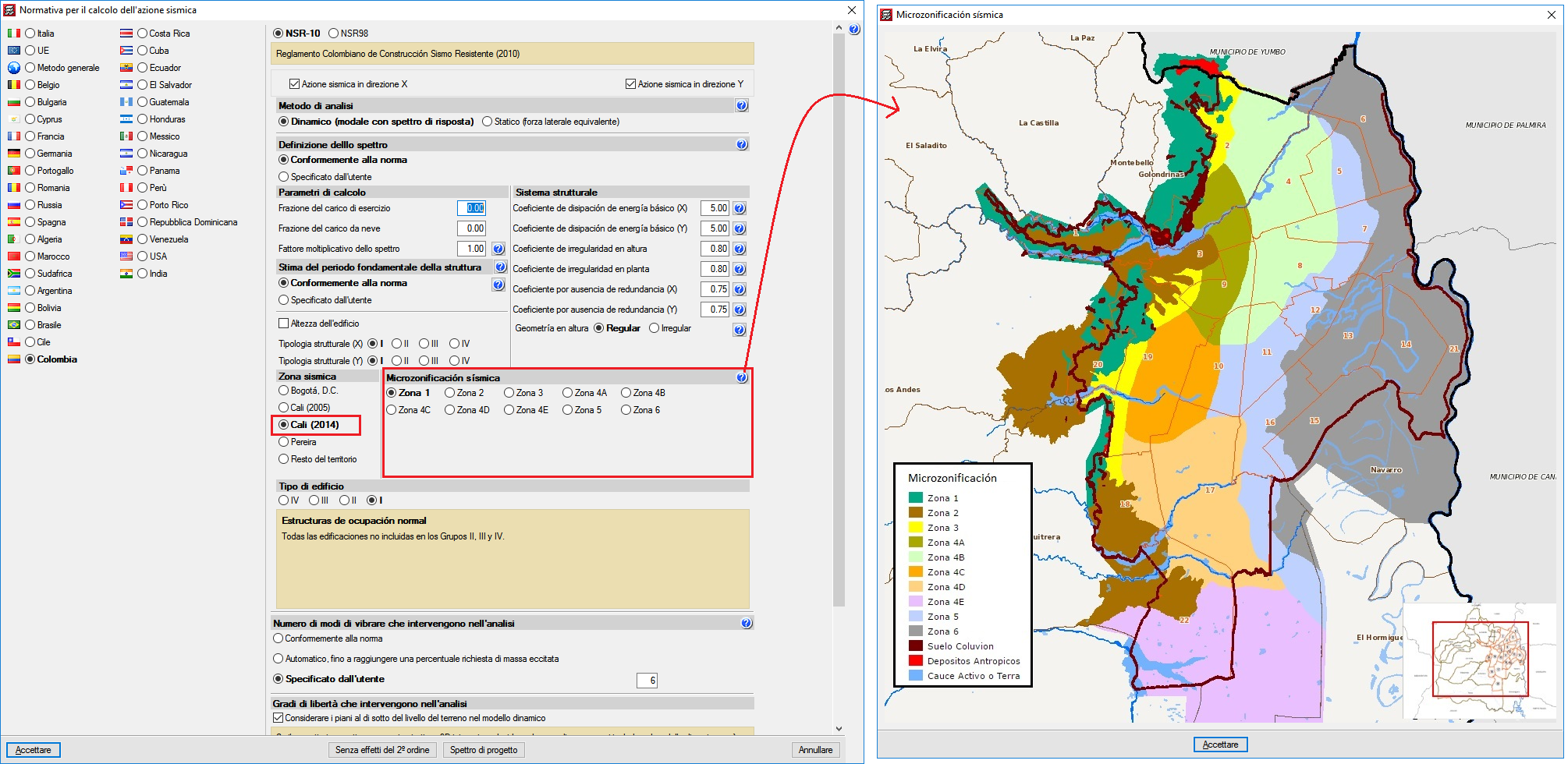 Azioni sulla struttura. Sisma. Microzonizzazione di Cali (Colombia). Decreto 411.0.20.0158 del 2014
