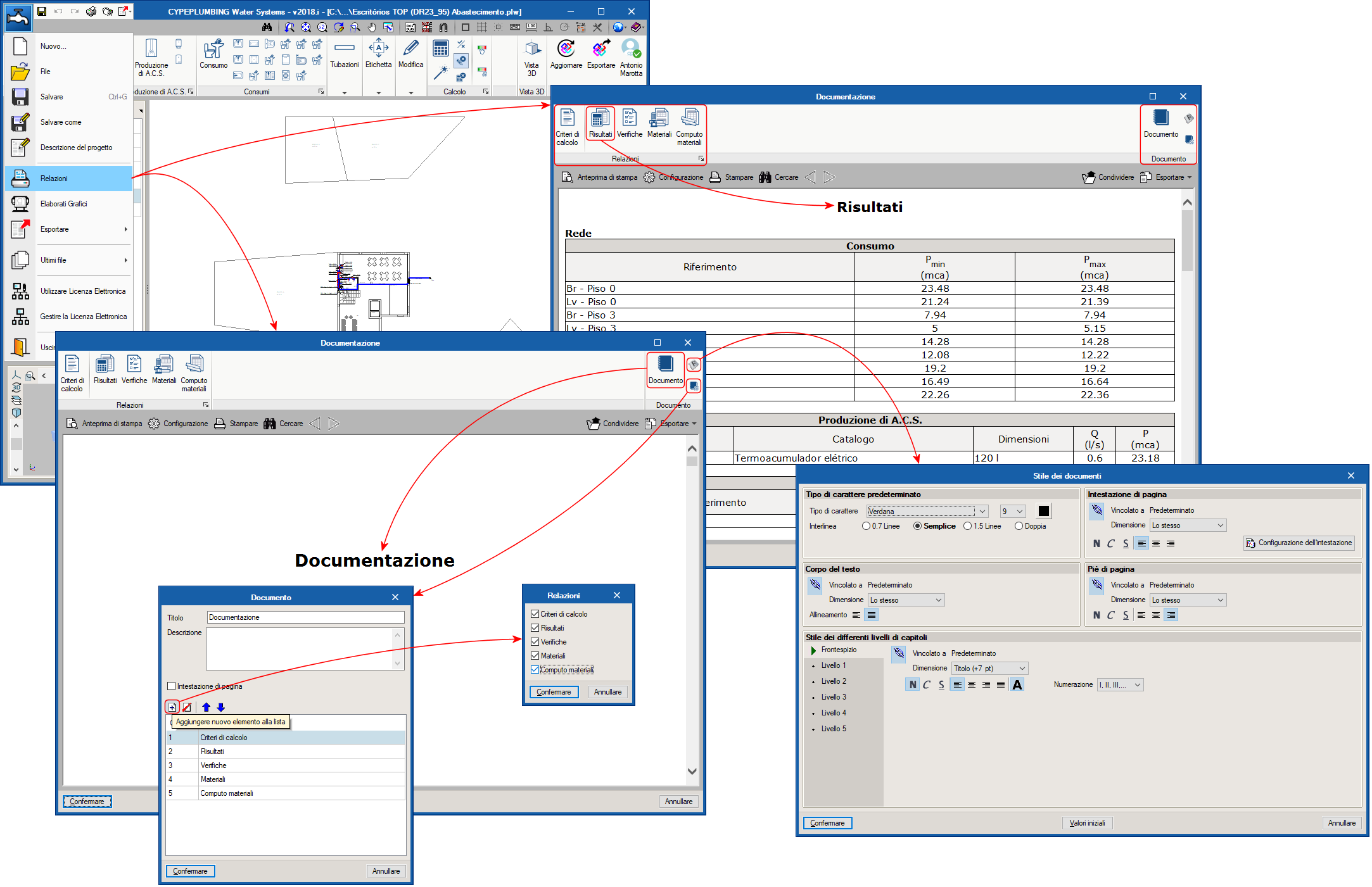 CYPEPLUMBING Water Systems. Gestione dei documenti di progetto