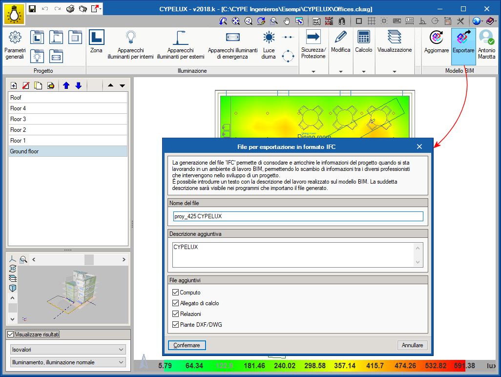 BIMserver.center. Esportazione dei dati a BIMserver.center